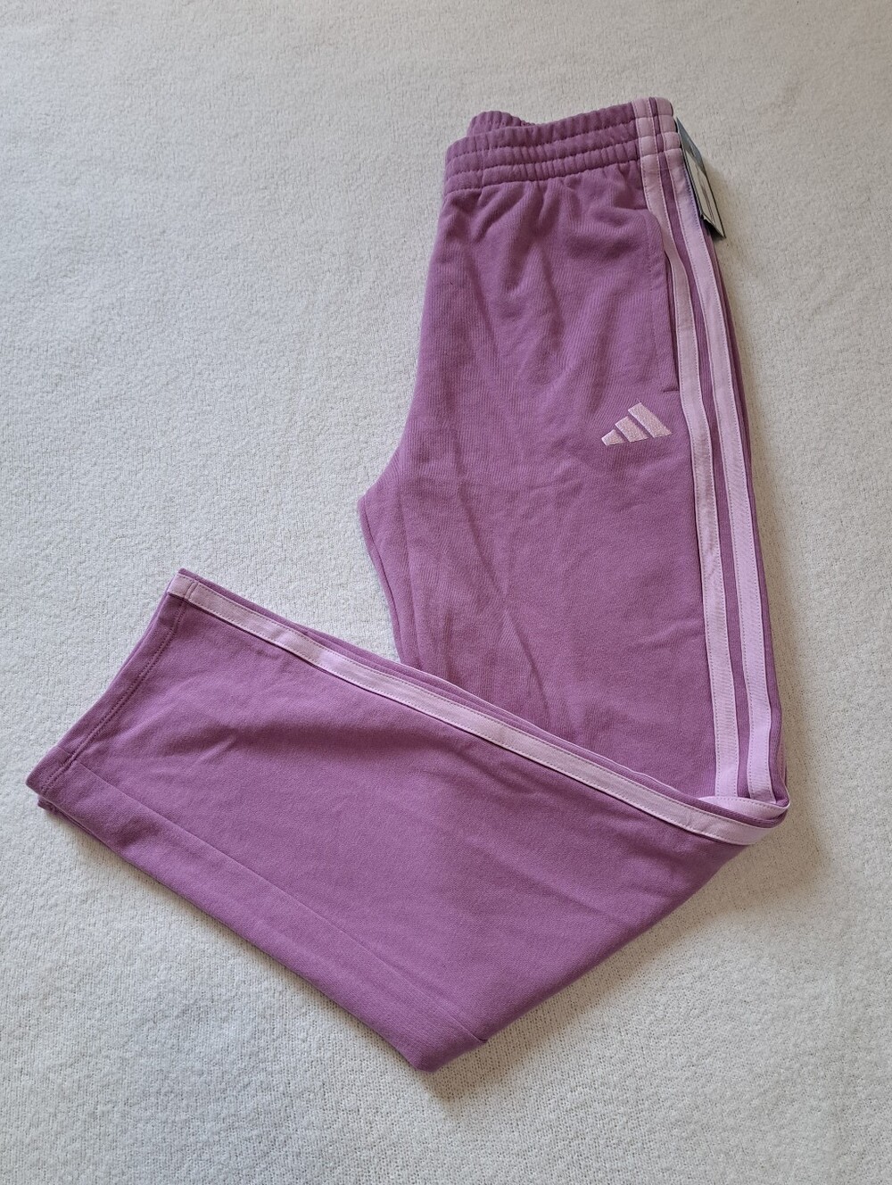 Adidas Purple Girls' Sweatpants Light Pink Stripes Size Large 14 Casual Jogger